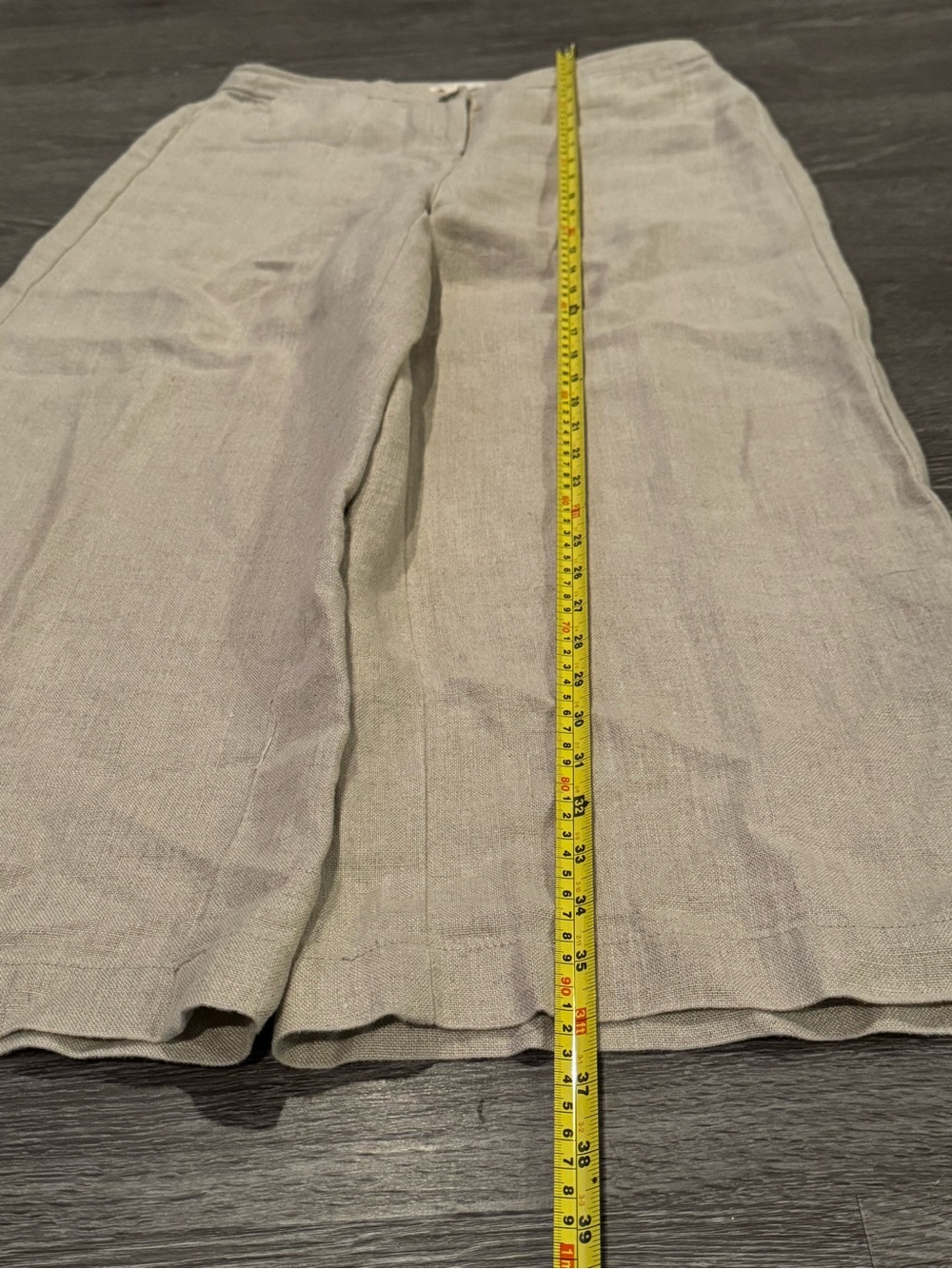 Eileen Fisher Organic Linen Wide Leg Crop Pants Flax Beige Culottes Size 4 - Picture 13 of 13
